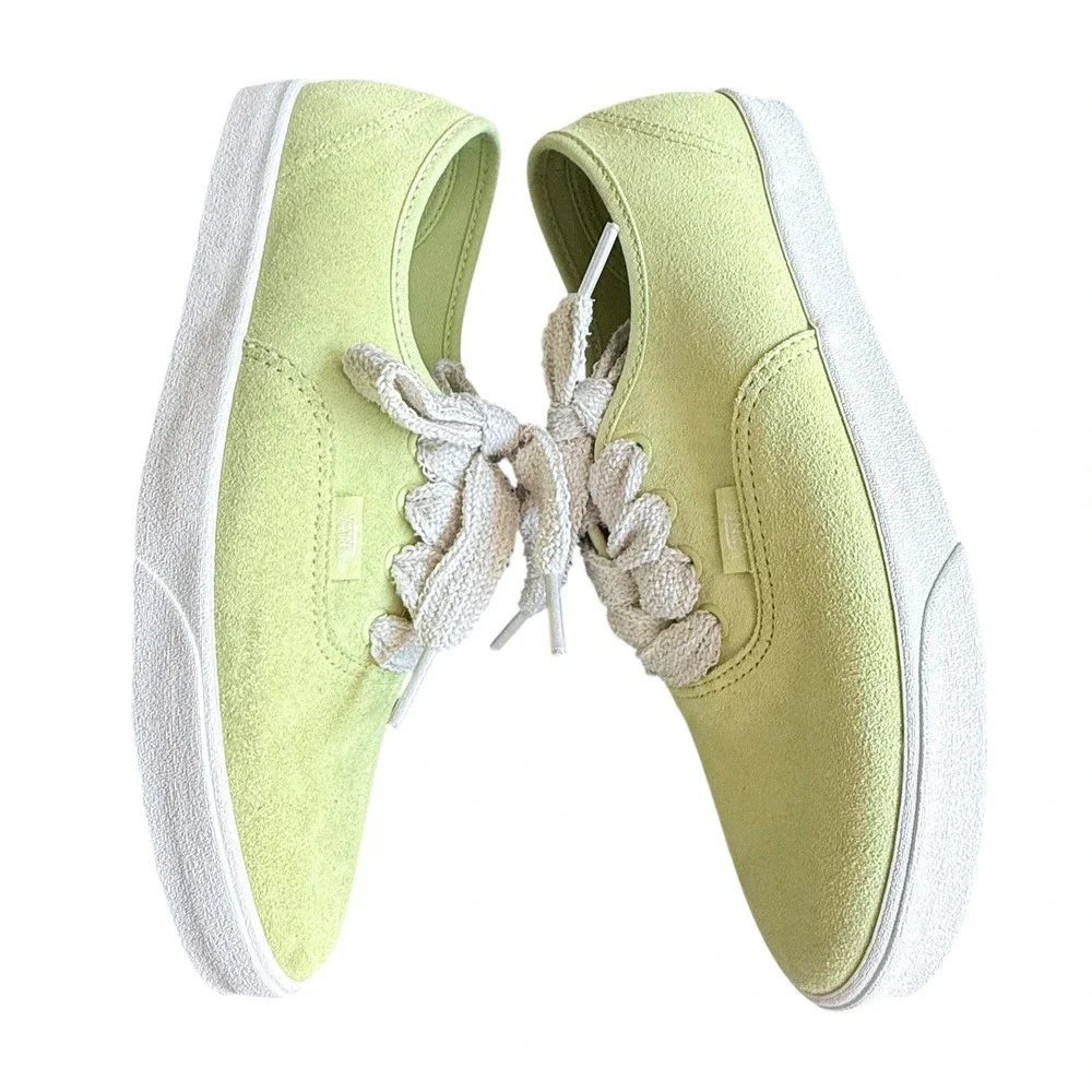 Vans Authentic LowPro Lime Sherbert Suede Sneakers Chunky Lace Womens 7 Mens 5.5